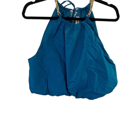 NWT DO+BE Chain Blue Cropped Tank Top Size Large - Picture 6 of 6